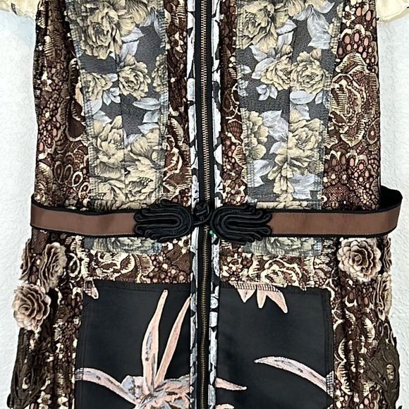 Host Pick❣️Beguile by Byron Lars Size 2 Black/Tan Pieced Brocade LBD - Picture 7 of 15